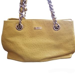 Kate Spade Ostrich Embossed Leather Slouch Hobo Purse Yellow